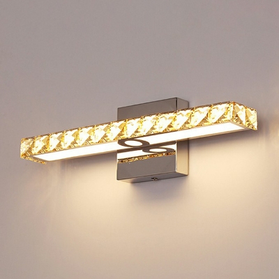 Amber Crystal LED Mirror Front Lamp Modern Linear Gold 1-Light Wall Lamp