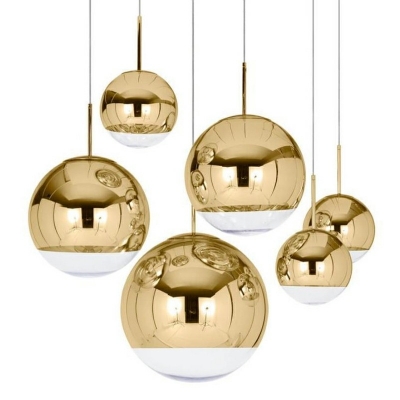 Bubble Design 1-Head Pendant Modern Living Room Mirror Glass Suspension Lighting