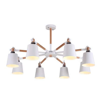 Burst Chandelier Lamp Post-Modern Metal Barrel Shade Hanging Light Fixture for Living Room