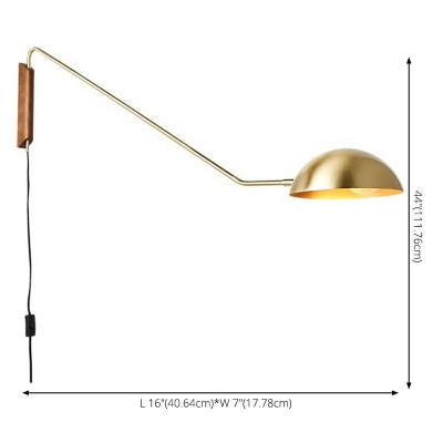 Creative Designer Bowl Wall Light Metal 1 Bulb Bedroom Plug-in Wall Mounted Reading Lamp with Swing Arm