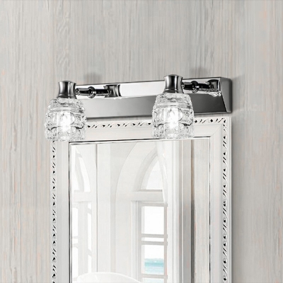 Crystal Bottle Shaded Silver Wall Mounted Lamp Modern Metallic Vanity Sconce