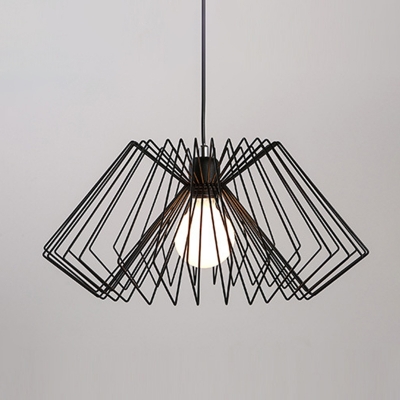 Frustum Caged Pendant Lighting Loft Style 19.5 Inchs Wide Metallic 1 Bulb Ceiling Suspension Lamp