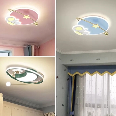 Funny Ceiling Light Circle Acrylic Shade 1 LED Light Flush Mount Ceiling Light for Bedroom