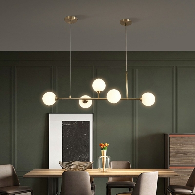 Glass Globe Shape Island Light 39.5 Inchs Height Industrial Style Bar Island Pendant for Dinning Room in Brass