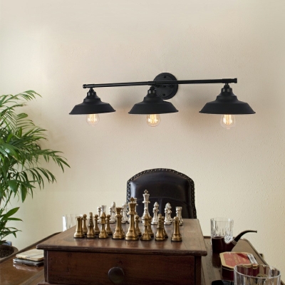 Industrial Metal Vanity Sconce Light Barn Shade Wall Mounted Light for Mirror Cabinet in Black