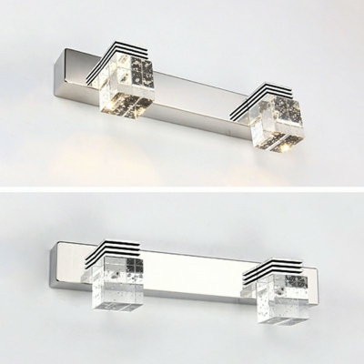 Nordic Metal Stainless Steel Vanity Mirror Lights LED Lighting Bath Vanity Lighting with Crystal Shade