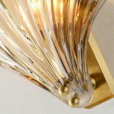 Shell Design Wall Lamp Modern Corridor Ribbed Glass Gold 1-Head Wall Sconce
