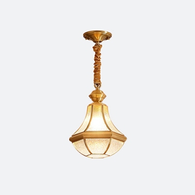 Water Glass Pear Shaped Pendant Lamp Traditional Single-Bulb Dining Room Hanging Light Fixture in Brass