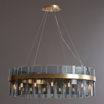 20 Bi-Bulb Modern Hanging Fixture Glass Shade Metal Circle Ceiling Mount Multi Light Pendant for Living Room