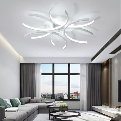 Acrylic Crossed Line Semi Flush Mount Ceiling Light 23.5 Inchs Wide Simplicity LED Flush Ceiling Light Fixture in White