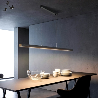 Acrylic Shade Linear Island Light Modern Living Room Rectangle LED 47.5 Inchs Height Island Fixture