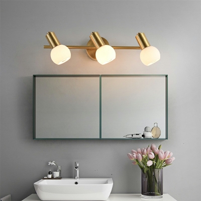 Angle Adjustable Bath Vanity Lighting Creative Vanity Light Fixture with Glass Shade in Brass