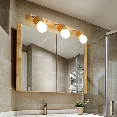 Ball Shade Bathroom Vanity Wall Sconce Wooden Siding Angle Adjustable Vanity Mirror Lights
