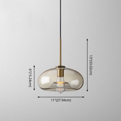 Bottle Pendant Lamp Contemporary Clear Glass 1 Head Lighting Fixture in Brass for Kitchen
