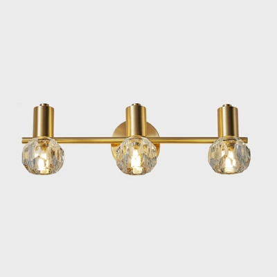 Brass Metallic Vanity Lighting Globe Glasss Shape Modern Wall Mount Light Fixture for Bathroom