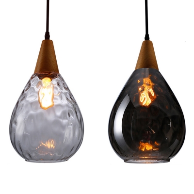 Bubble Glass Modern Dining Room Pendant Teardrop Design 1-Head Hanging Lamp