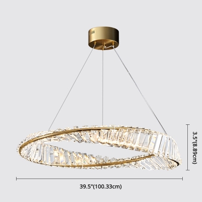 Clear Crystal Shade Modern Pendant with 1 LED Light Circle Metal Ceiling Mount Single Pendant for Living Room