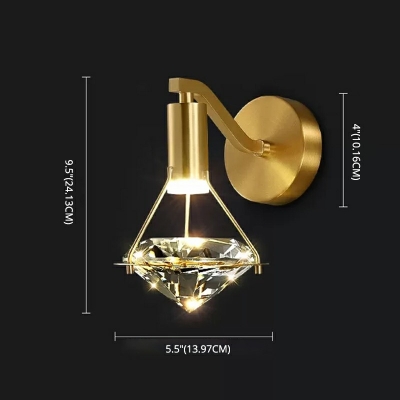 Dimond Shaped Wall Light Fixture Gold Simplicity Crystal 1 Head Bedside Wall Hanging Lamp in 3 Colors Light