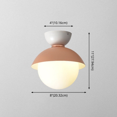 Dome Close To Ceiling Fixture Minimalism Style 1 Head Metallic Ceiling Flush Mount Light
