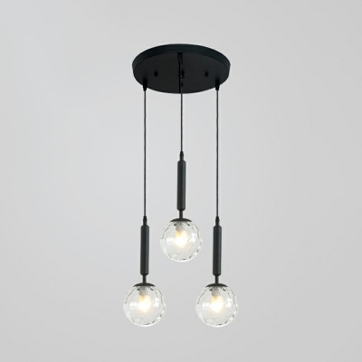 Globe Modern Dining Room Pendant Glass Shade 3-Head Suspension Lighting with Metal Canopy