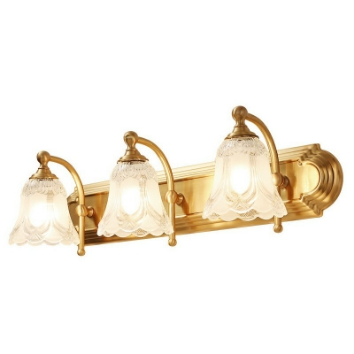 Gold Metal Wall Mounted Lighting Tradicional Style Glass Bell Shade Vanity Wall Light Fixtures for Bathroom
