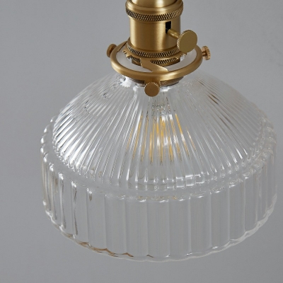 Industrial Wall Sconce Modern Style Wrought Iron Arm with Barn Clear Glass Shade in Gold