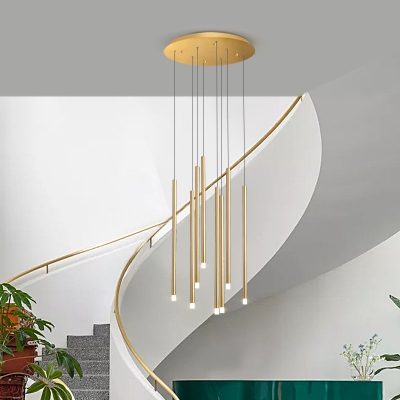 Metal Strip Hanging Light Modernism 23.5 Inchs Height Pendant Lamp with Mini Globe for Living Room