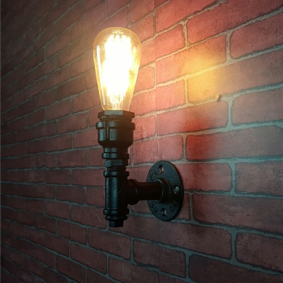Metal Wall Sconce Piping 1 Bulb 6 Inchs Height Industrial Wall Mounted Light Fixture for Corridor