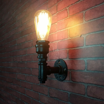 Metal Wall Sconce Piping 1 Bulb 6 Inchs Height Industrial Wall Mounted Light Fixture for Corridor