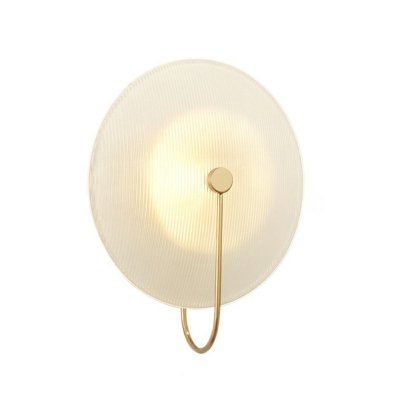 Modern Round Plate Shaped 1-Light Wall Sconce Frosted Glass Wall Sconce
