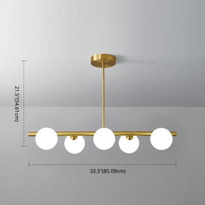 Post-Modern Molecule Island Lighting Brass Arm Kitchen Bar Pendant Lamp with Glass Globe