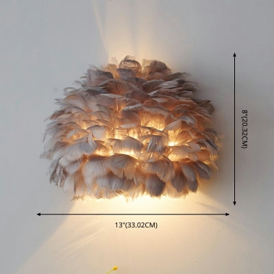 Tiered Feather Wall Sconce Modern Stylish Fur 1 Bulb 13 Inchs Wide Living Room Wall Mounted Fixture