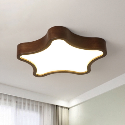 Wood Geometric Shade Cartoon Ceiling Light with 1 LED Light Ceiling Light Fixture for Living Room