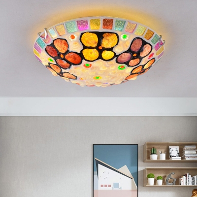 4 Light Tifanny Ceiling Fixture Bowl Glass Shade Ceiling Light Fixture for Hallway