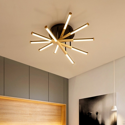 6 LED Light Ceiling Light Acrylic Linear Shade Circle Ceiling Mount Semi Flush for Living Room