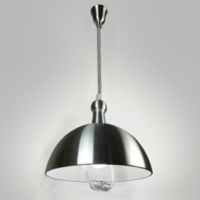 Bowl Shade Industrial Living Room Pendant Silver Metal 1-Light Hanging Lamp