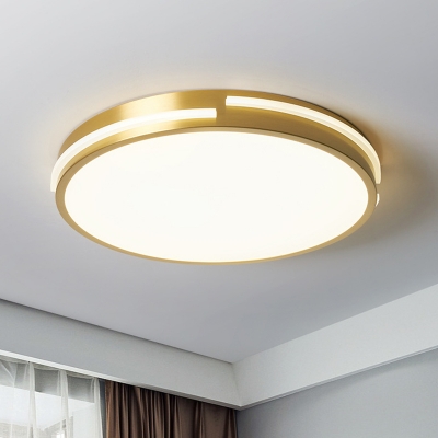 Contemporary Ceiling Light Brass Circle Shade with 1 LED Light Flush Mount Ceiling Light for Living Room