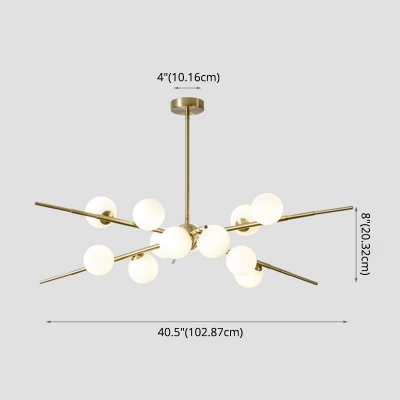 Cream Glass Globe Shade LED Suspension Light 20.5 Inchs Height Nordic Style Chandelier Lighting