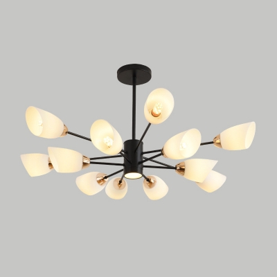 Cream Glass Shade LED Suspension Light 10 Inchs Height Nordic Style Chandelier Lighting