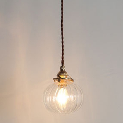 Lantern Form Modern Living Room Ripped Glass Pendant Metal Gold Chain 1-Bulb Hanging Lamp