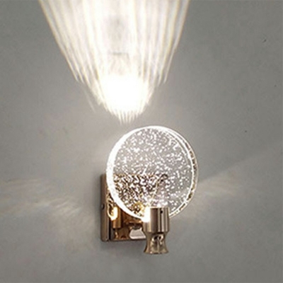 Light Luxury Round Wall Sconce Light Modern Clear Crystal Indoor Wall Lighting for Bedroom Bathroom