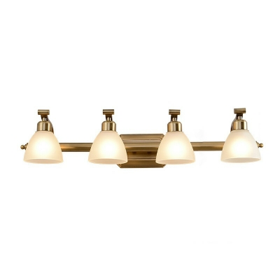Medieval Style Bathroom Gold Vanity Light Bathroom Metal Sconce with Frosted Glass Bell Shade