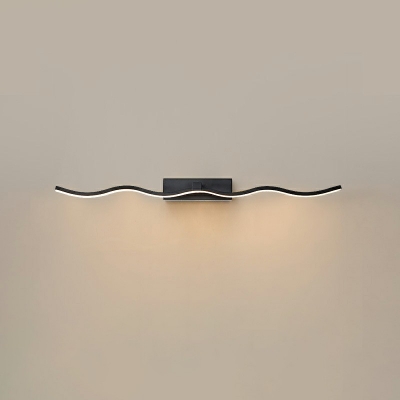Minimalist Style LED Vanity Lamp Linear Metallic Wall Mounted Mirror Front for Bathroom