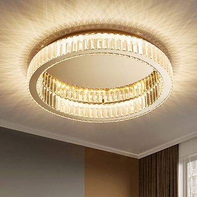 Modern Ceiling Light with 1 LED Light Circle Crystal Shade Flush Mount Ceiling Light for Living Room