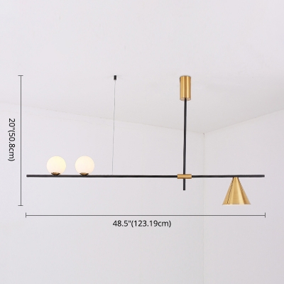 Modern Hanging Lamp Metal Ceiling Mount Glass Globe Shade Island Pendant for Dining Room