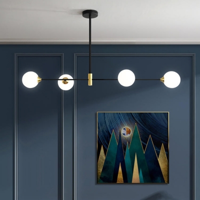 Modern Island Pendant Circle Metal Ceiling Mount Round Glass Shade Billiard Light for Living Room