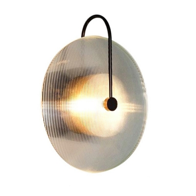 Modern Round Plate Shaped 1-Light Wall Sconce Frosted Glass Wall Sconce