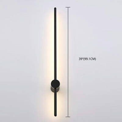 Slim Stick Wall Mount Lighting Minimalist Metallic LED Hallway Surface Wall Sconce in Black