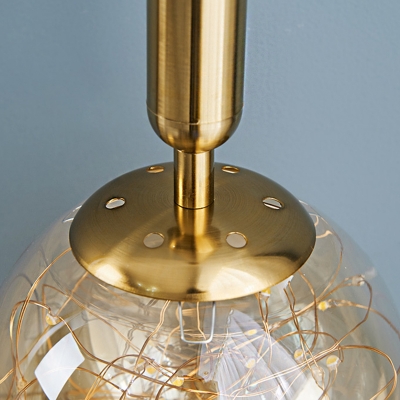 Sphere Pendant Light Kit Clear Glass 1 Head 6 Inchs Wide Bedroom Hanging Lamp Kit