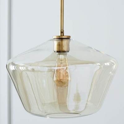 Spinning Top Form Pendant Industrial Living Room Clear Glass 1-Bulb Hanging Lamp
